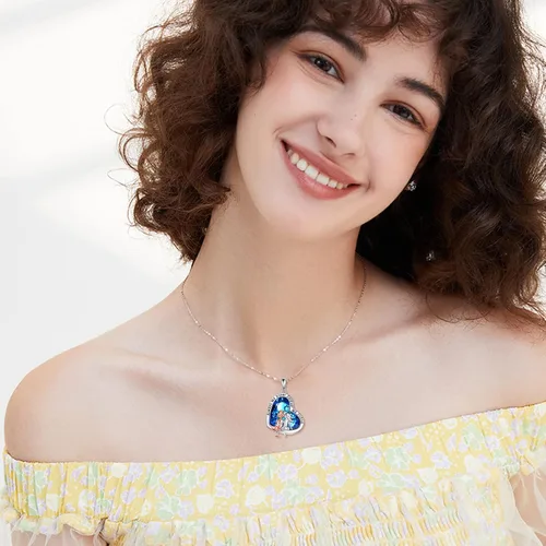 Vista 3 de Collar de plata de ley esterlina en forma de corazón, regalo de joyería de hermanas y amistad femenina