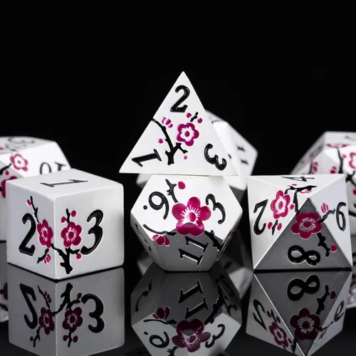 Vista 13 de Juego de dados de metal con incrustaciones de alta calidad, dados DND de aleación de zinc pesado para jugadores de rol serios