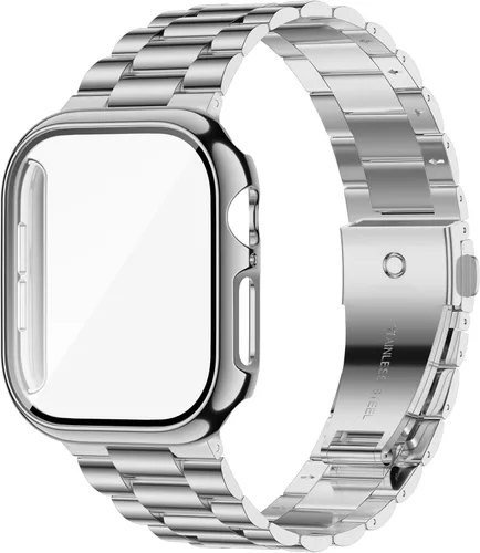 Vista 15 de iiteeology - Correa compatible con Apple Watch de 1.49" (38mm) Serie 3 2 1, correa mejorada de acero inoxidable con protector de pantalla