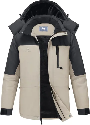 Vista 11 de CAMEL CROWN Chaqueta de Esquí de Invierno para Hombre Abrigos de Nieve de Montaña Impermeable Capucha Desmontable Resistente al Viento Chaquetas