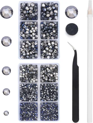 Vista 25 de 6796PCS Diamantes de Imitación Termoadhesivos de Aguamarina Piedras de Cristal de Vidrio para Tela Ropa Camisas Brillantes Parte Trasera Plana