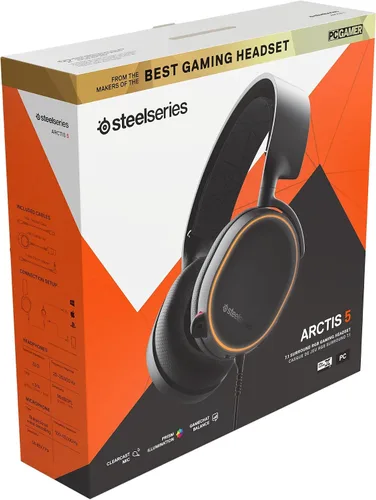 Vista 10 de SteelSeries Arctis 5 Gaming Headset - RGB Illumination - DTS Headphone X v2.0 Surround for PC and PlayStation 5, PS4 - Black