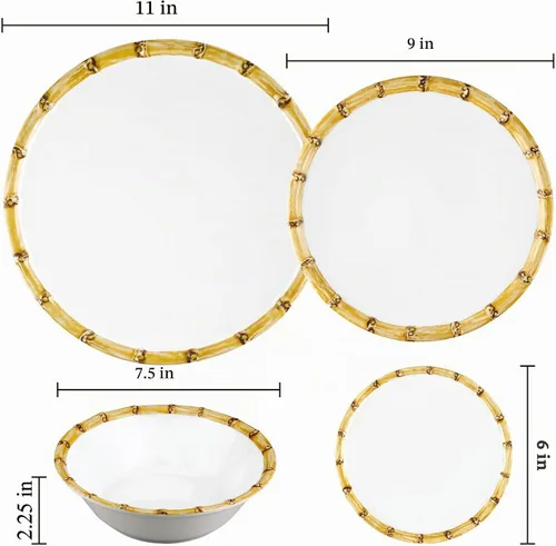 Vista 4 de UP Platos redondos de postre de melamina de bambú, platos pequeños para servir, para aperitivos, aperitivos y guarniciones, blanco, 6 pulgadas
