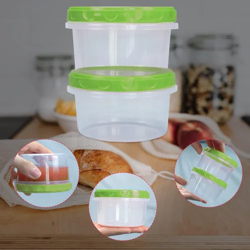 Vista 6 de Jucaifu Juego de 16 frascos pequeños reutilizables de plástico para almacenamiento en el congelador de 8 onzas con tapa de rosca para snacks