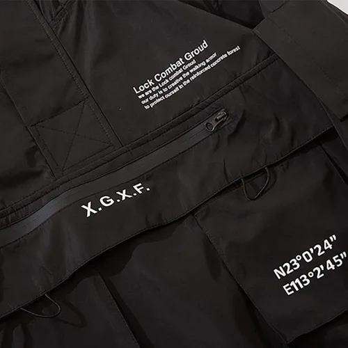 Vista 7 de MFCT Cortavientos impermeable Techwear con capucha de embudo para hombre