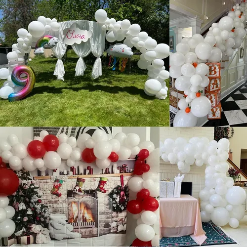 Vista 5 de TNWBA 100 globos blancos de 10 pulgadas, globos de látex para decoración de cumpleaños, boda, baby shower, fiesta