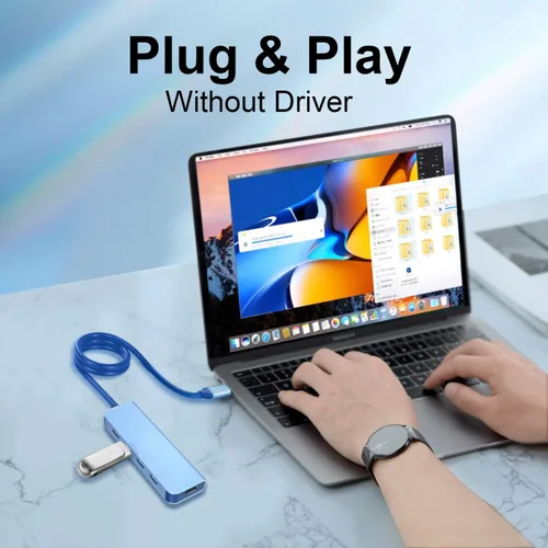 Vista 7 de V COM Hub USB C de 10 Gbps, divisor USB de 5 puertos con entrega de energía de 100 W, adaptador multipuerto USB C portátil compatible con MacBook