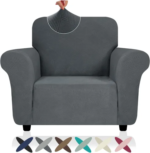 Vista 81 de ZNSAYOTX Funda súper elástica para silla (30"-47"), nuevas fundas de silla a rayas para sala de estar, aptas para perros y mascotas, protector