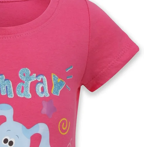 Vista 4 de Nickelodeon Blue's Clues - Camiseta de cumpleaños para niñas y bebés, color rosa