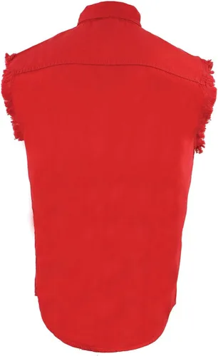 Vista 2 de Milwaukee Leather DM4007 Camisa de mezclilla sin mangas ligera roja para hombre - 3XL