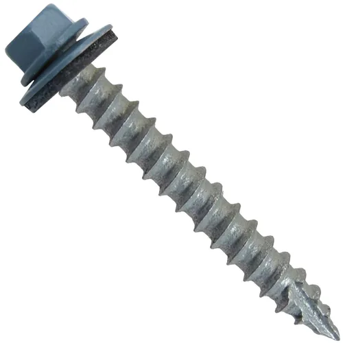 Vista 136 de TORNILLOS PARA TECHOS DE METAL #14: (250) Tornillos x 1" ABC GRIS Tornillo para techo de chapa metálica con cabeza hexagonal y arandela.