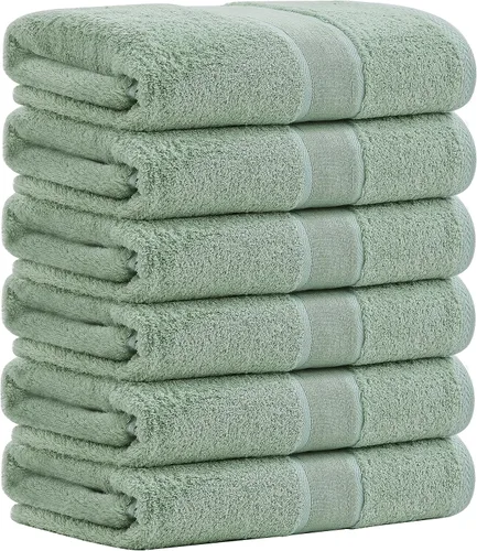 Vista 9 de Aibaser Toallas de baño, 27 x 54 pulgadas, naturales, ultra absorbentes, para baño, viajes, gimnasio, ducha y spa (juego de 6 piezas) (azul)