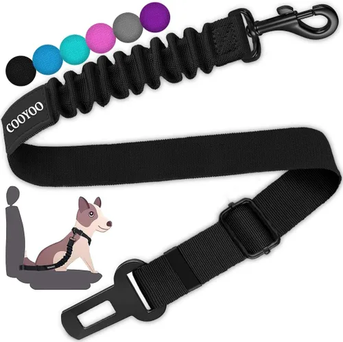 Vista 26 de COOYOO cinturón de seguridad retráctil y ajustable para perro, juego de 3 piezas, cinturón de nailon para vehículo, para que tu mascota esté segura