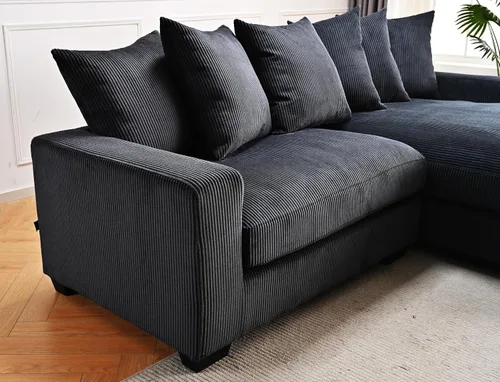 Vista 5 de Container Furniture Direct Luxe - Sofá modular de dos piezas de gran tamaño para sala de estar, sofá en forma de L de 102.4 pulgadas con diván, Negro