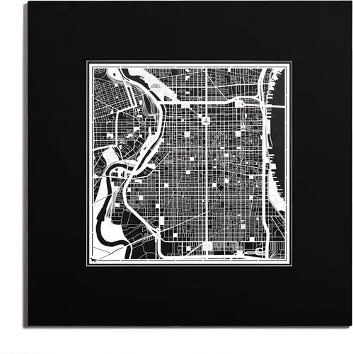 Vista 50 de O3 Design Studio San Diego, CA Paper Cut Map Matted Grey 20x20 in Paper Art