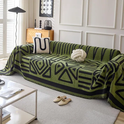 Vista 11 de HANDONTIME Fundas de Sofá Sillón Funda de Sofá Boho para Perros Caqui Funda de Sofá con Borlas Silla Reclinable Funda de Futón Lavable 1 Cojín Sofá