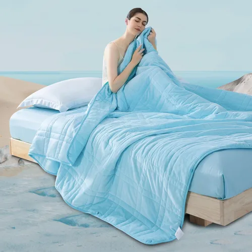 Vista 12 de OMYSTYLE Manta pesada reversible de 48x72 pulgadas y 15 libras para adultos, manta doble cara con peso de felpa corta cálida y tela Tencel fresca