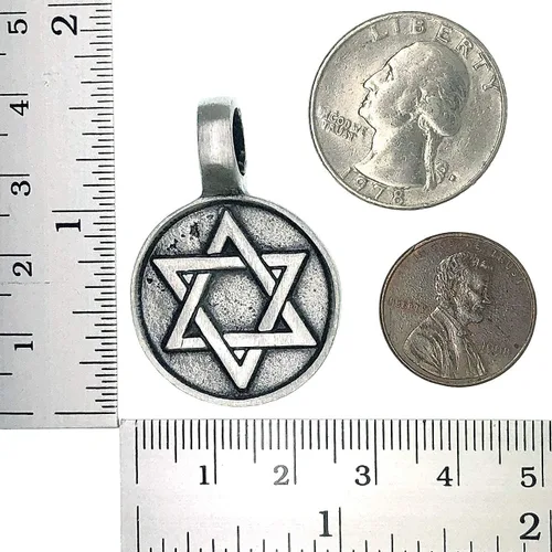 Vista 5 de Sello de 2 caras de los judíos salomón, joyería judaísmo judío estrella de David, peltre israelí, collar con dije unisex para hombre, amuleto