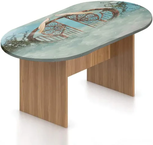 Vista 21 de Mantel ajustable ovalado de poliéster elástico de fantasía, diseño de casa del bosque en musgo, diseño de bosque encantado, se adapta a mesas