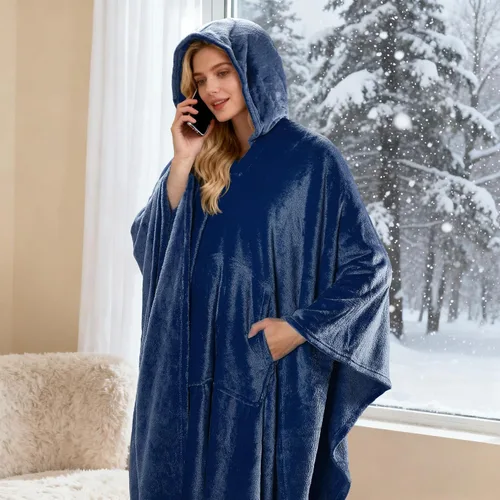 Vista 7 de Catalonia Poncho con capucha de manta para vestir para mujeres y hombres adultos, manta de vellón con capucha Cálido, suave, acogedor