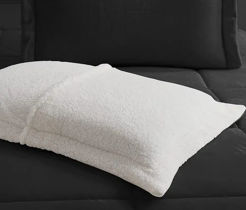 Vista 10 de Elegant Comfort Juego de edredón sherpa ultra afelpado de 2 piezas, color sólido y reverso esponjoso, apto para todas las estaciones, peso pesado