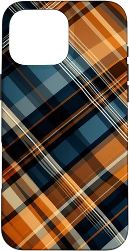 Vista 19 de Navy Black and Orange Plaid Halloween Fall Autumn Pumpkins Case for iPhone 17