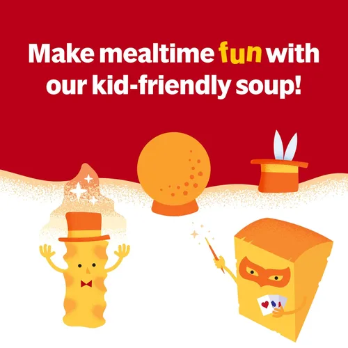 Vista 6 de Campbell's Sopa condensada de fideos con queso cheddar para niños, lata de 10.5 onzas