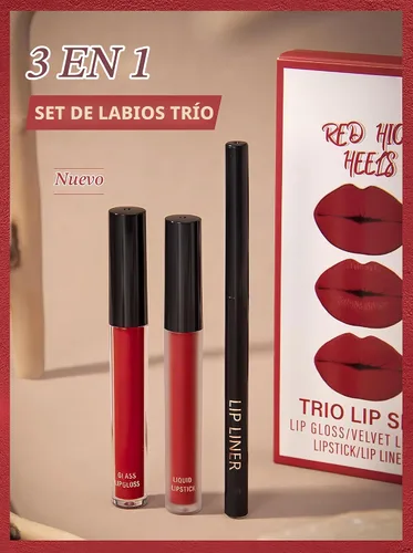Vista 8 de MAEPEOR Kit de labios todo en uno, 3 en 1, delineador de labios suave y lápiz labial con lápiz labial líquido de terciopelo mate, brillo labial