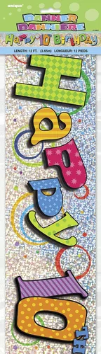 Vista 11 de Unique Party 10855-12ft Prism Happy 4th Birthday Banner