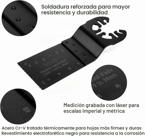 Vista 6 de WORKPRO Juego de 23 hojas de sierra oscilantes de metal/madera para multiherramienta de liberación rápida