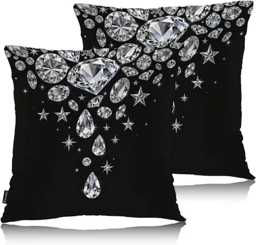 Vista 36 de Swono Juego de 2 fundas de almohada cuadradas decorativas de 18 x 18 pulgadas, bolas de Navidad de Año Nuevo, juego de 2 fundas de almohada