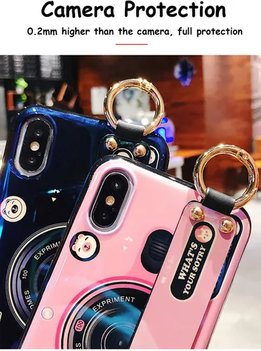 Vista 6 de Bonita funda cruzada compatible con Samsung Galaxy A12 5G, con correa para la muñeca, cordón de soporte y funda para cámara 3D, de silicona suave, a