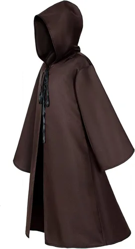 Vista 3 de TOGROP Disfraz de caballero para niños y adultos bata con capucha para niños hombres cosplay de 4 a 13 años