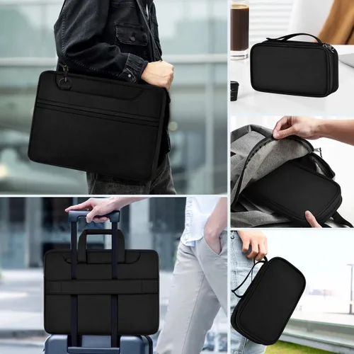 Vista 6 de Maletín para laptop de 15.6 pulgadas con bolsa de cinturón desmontable, compatible con MacBook Pro modelo de 15-16 pulgadas y los portátiles más