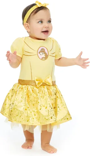 Vista 4 de Disney Princess Ariel Cinderella Belle Baby Girls Dress and Headband Newborn to Infant