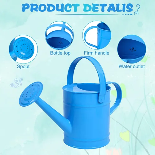 Vista 8 de Finderomend Regadera de metal de 1.5L/51 onzas, arte de hierro para niños, plantas al aire libre, oficina en casa, pequeño equipo portátil de riego