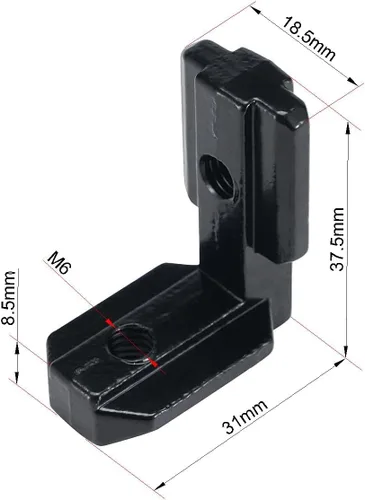 Vista 2 de BELLA BAYS 40Series 10Sets de conector interior negro en forma de L, conector de esquina oculta, accesorios de extrusión de aluminio 4040