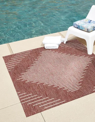 Vista 21 de Unique Loom Outdoor Modern Collection - Alfombra rectangular de 2 x 3 pies 1 pulgada, color azul y marfil