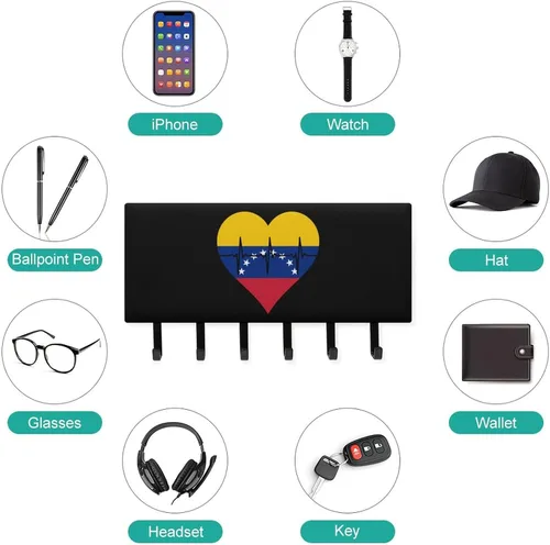 Vista 3 de Love Venezuela - Llavero decorativo para pared, con 5 ganchos, para oficina en casa