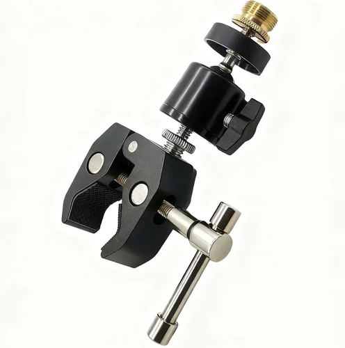 Vista 4 de Abrazadera de cangrejo articulada de 1/4 pulgadas con cabeza de bola a rosca de 5/8 pulgadas - Soporte ajustable para micrófonos, para Insta360 X5