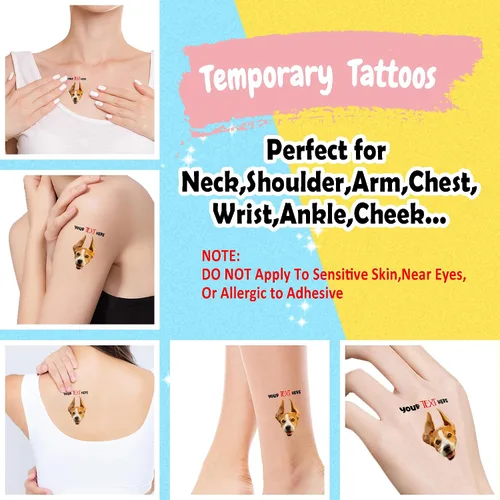 Vista 3 de Calcomanías de tatuajes temporales personalizadas, personaliza el tatuaje con nombre y foto de tu amor para fiestas de cumpleaños, Halloween