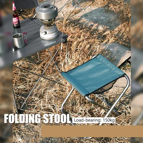 Vista 7 de Taburete Plegable Portátil, Taburete de Camping Tamaño Mini Portátil (Azul Grande)