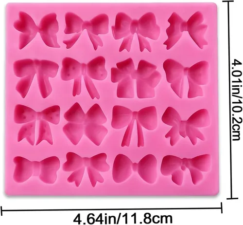 Vista 2 de 2 Pcs Bow Fondant Mold Bowknot Silicone Molds for Cake Decorating Baking
