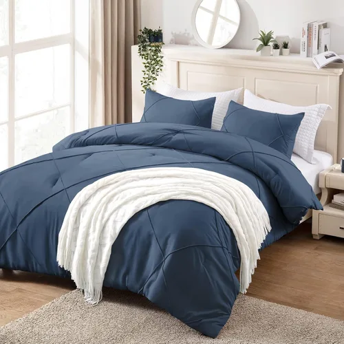 Vista 8 de BYSURE Juego de 2 piezas de edredón individual (negro), juego de ropa de cama ligero con 2 fundas para almohadas, juego de edredón de plumón