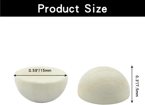 Vista 5 de Hitefu 300 mini cuentas de media madera, bolas de madera divididas redondas sin terminar a granel para pintura de manualidades, proyectos de adornos
