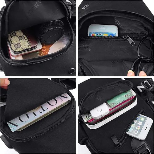Vista 5 de Bolso bandolera luminoso, mochila de hombro con cuerpo cruzado, bolsa de pecho multifunción para hombres y niños, viajes y deportes, Thinking