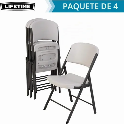 Vista 3 de LIFETIME 42803 - Sillas plegables de grado comercial, paquete de 4, color almendra