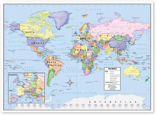 Vista 4 de Mapa de escritorio de Estados Unidos y el mundo (laminado de 13 x 18 pulgadas) para estudiantes, uso doméstico o en el aula por Lighthouse