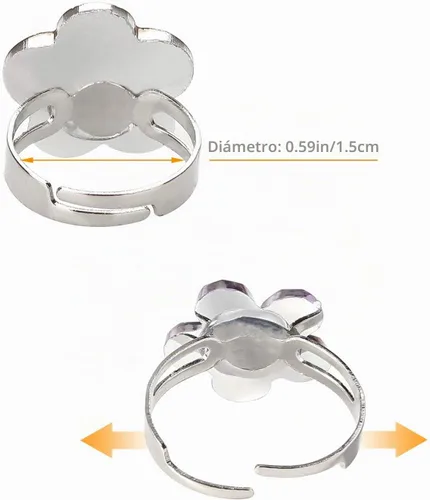 Vista 4 de Hifot 24 anillos ajustables de cristal para niñas, anillos de dedo de joyería de princesa con caja en forma de corazón, anillos de simulación