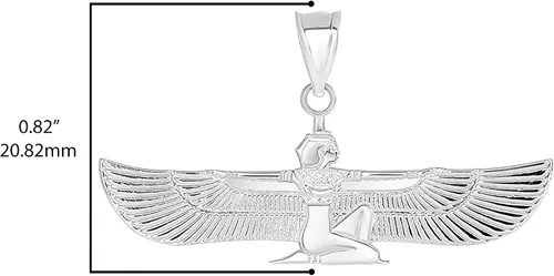 Vista 4 de Solid .925 Sterling Silver Winged Egyptian Goddess Isis Pendant Necklace - Choice of Pendant Only or Chain Length